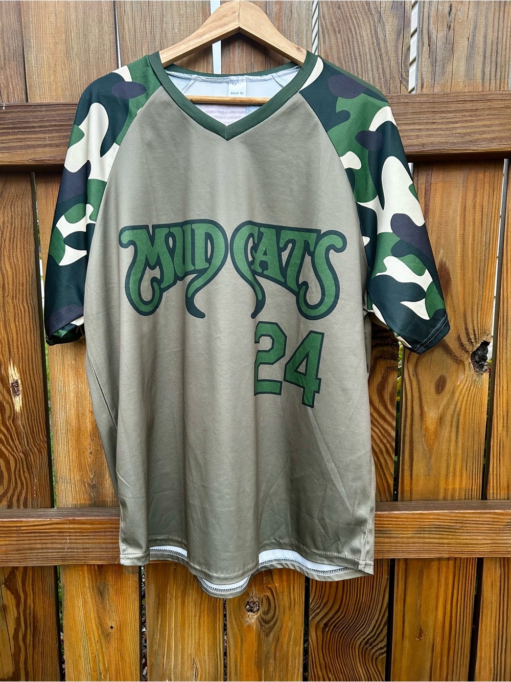 Camo Carolina Mudcats Jersey MINOR League Baseball Military American Flag L
